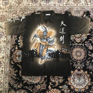 Trust Sanosuke Sagara Anime Manga Mens XL Polyester Button Short Sleeve Shirt